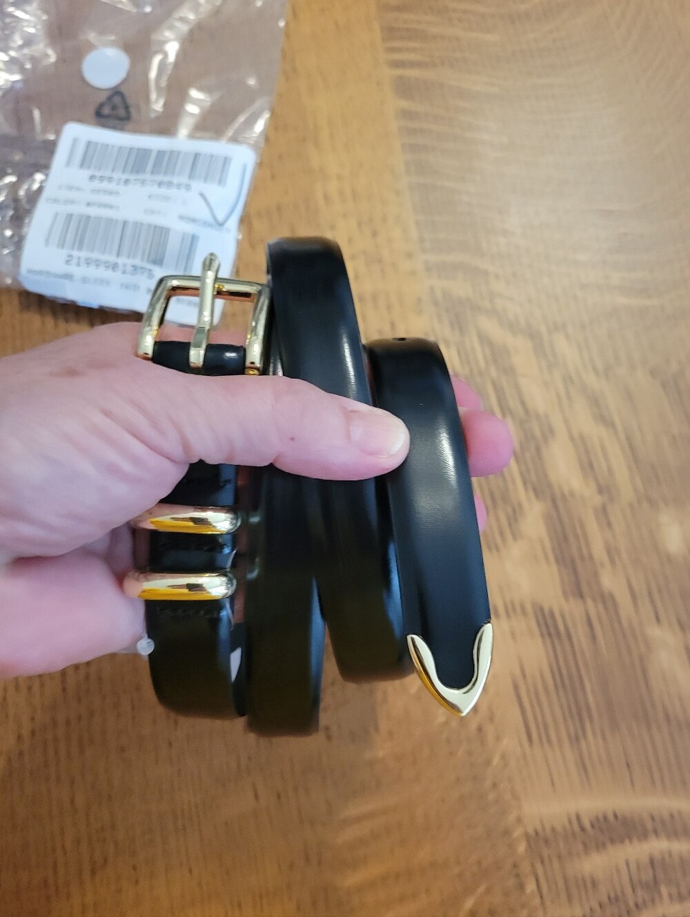 J. Crew Thin Spazzolato Italian Leather Belt - Black, Gold hardware - Picture 6 of 10